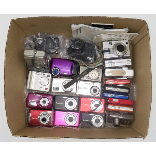 548 - A quantity of point-and-shoot digital cameras, with Nikon, Lumix, Olympus and Sony examples (23)