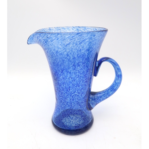 2269 - A MONART SPECKLED BLUE GLASS LEMONADE SETcomprising a jug and seven handled glasses (8)... 