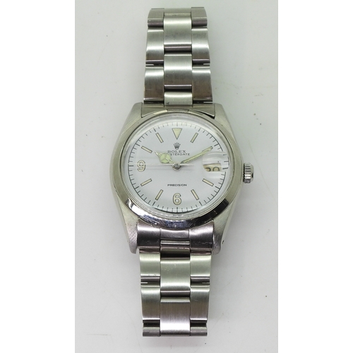 2886 - A ROLEX OYSTER DATE PRECISIONin stainless steel, with a shiny polished bezel and brushed texture to ... 