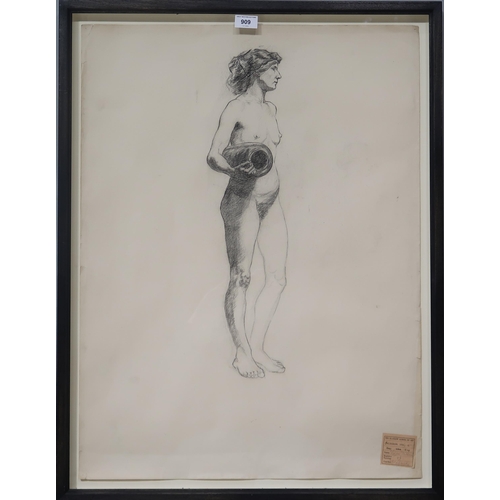 909 - SCOTTISH SCHOOL NUDE STUDY Pencil, signed to label lower right, dated 1914-15, 75 x 57cm&n... 