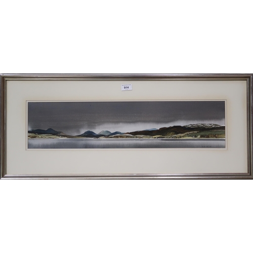 914 - TOM HOVELL SHANKS RSW (SCOTTISH 1921-2020) LOCH RANNOCH Watercolour, signed lower right, 16 x 69cm T... 