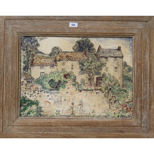 929 - JANE YOUNGER (SCOTTISH 1863-1955) THE OLD GARDEN WALL  Watercolour, signed lower righ... 