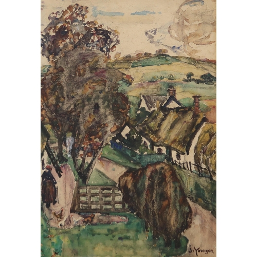 929 - JANE YOUNGER (SCOTTISH 1863-1955) THE OLD GARDEN WALL  Watercolour, signed lower righ... 