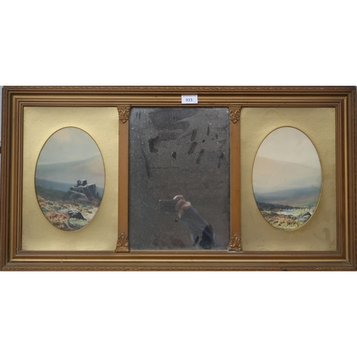 933 - VARIOUS LOT To comprise a mirror with a watercolour on either side and a crystoleum (2)... 