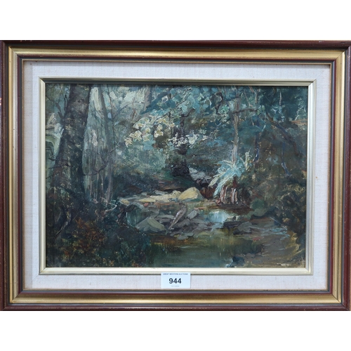 944 - 20th CENTURY SCHOOL JUNGLE Oil on canvas, 24 x 34cm