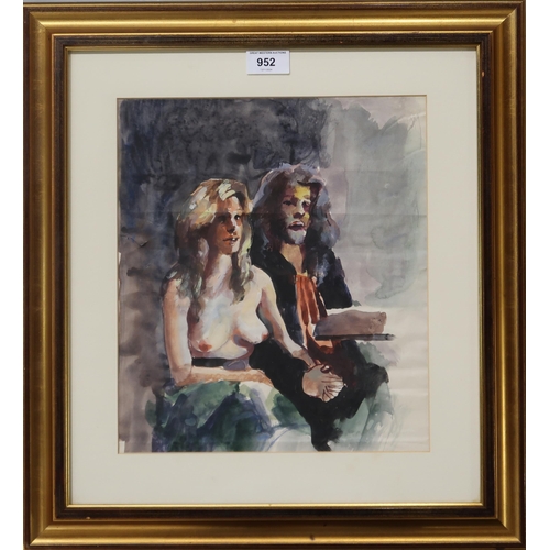 952 - ATTRIBUTED TO ROBERT OSCAR LENKIEWICZ (ENGLISH 1941-2002)  COUPLE HOLDING HANDS Water... 