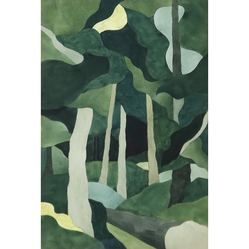 971 - 20th CENTURY SCHOOL ABSTRACT FOREST Gouache, signed lower centre, 53 x 36cm ... 