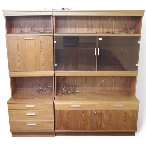 52 - A mid 20th century Ulferts media unit, 179cm high x 182cm wide x 50cm deep and a coffee table, 53cm ... 