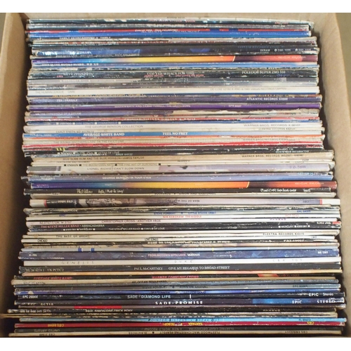 453 - VINYL RECORDS a mixed box of mostly rock, pop and vinyl LP records, to include such artists as Dire ... 