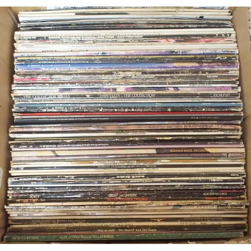 456 - VINYL RECORDS a mixed box of mostly rock and pop vinyl LP records, to include such artists as Django... 