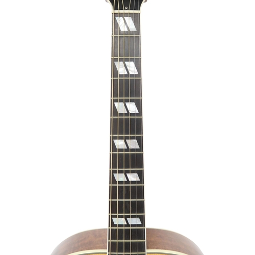 482 - GIBSON J-185 KOA c.2000sWith Koa back and sides, spruce top, ebony fretboard with abalone inlay. Mad... 