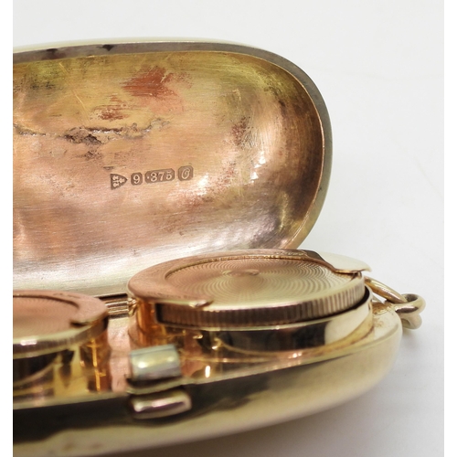 779 - A 9ct gold double sovereign case, hallmarked Chester 1914, monogramed and dated 1915, dimensions 5.5... 