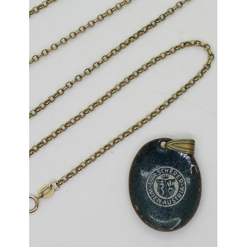 811 - A 9ct gold belcher chain length 52cm, together with a gold plated Austrian enamel pendant