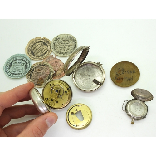 862 - A silver pair case pocket watch marked for WHG of London 1965 (af), with a silver case marked London... 