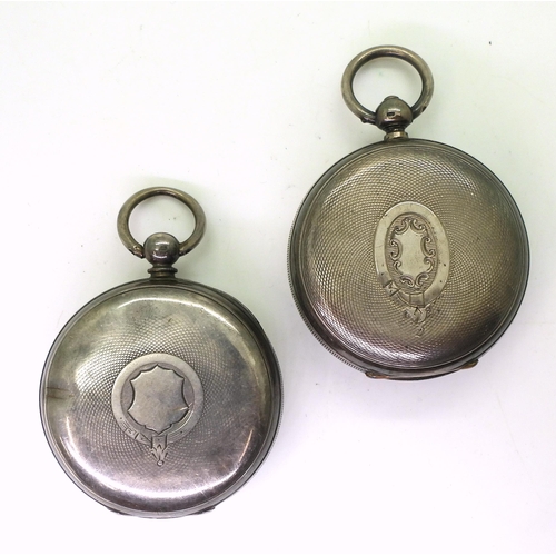 863 - A silver open-face pocket watch marked JF of Chester 1882, and a similar model possibly marked James... 