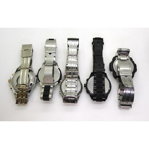 888 - Collection of gents wristwatches, including models marked Armani Exchange, AK Sport, Monza and other... 