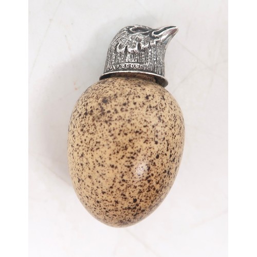 2548L - A MACINTYRE & CO 'BIRDS' EGG SCENT BOTTLEthe white-metal screw cover formed as a chick's head, R... 