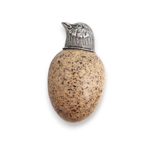 2548L - A MACINTYRE & CO 'BIRDS' EGG SCENT BOTTLEthe white-metal screw cover formed as a chick's head, R... 