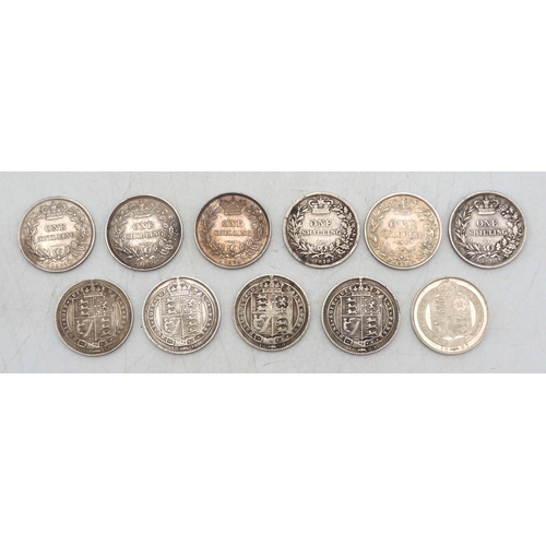 2574 - VICTORIA (1837-1901) A lot comprising 1 shilling, six pence and three pence coins various dates... 