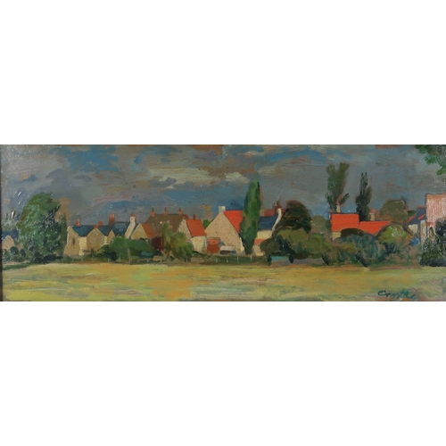 3009 - † WILLIAM CROSBIE RSA (SCOTTISH 1915-1999)MEADOWS (1952)Oil on board, signed lower right, 15.5 x 43.... 