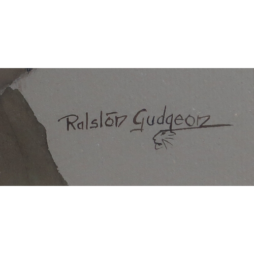 3013 - RALSTON GUDGEON RSW (SCOTTISH 1910-1984)SCOTTISH WILDCATWatercolour on grey paper, signed lower righ... 