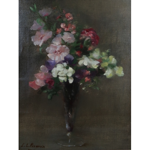 3015 - LOUISE ELLEN PERMAN (SCOTTISH 1854-1921)MIXED FLOWERS IN A GLASSOil on canvas, signed lower left, ar... 