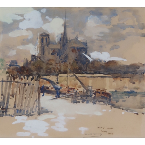 3020 - † JOHN RANKINE BARCLAY (SCOTTISH 1884-1962)BY THE SEINE, PARISWatercolour on buff paper, signed lowe... 