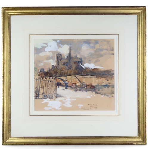 3020 - † JOHN RANKINE BARCLAY (SCOTTISH 1884-1962)BY THE SEINE, PARISWatercolour on buff paper, signed lowe... 