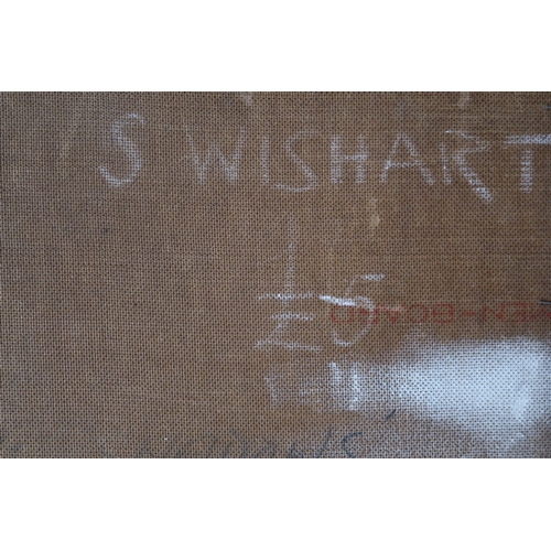 3025 - SYLVIA WISHART RSA (SCOTTISH 1936-2008)EVENING SHADOWSOil on board, bearing inscriptions verso, 63 x... 