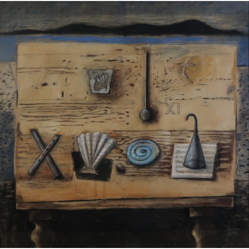 3030 - † JOCK MACINNES RGI (SCOTTISH B.1943)MUSIC TABLEMixed media, 96 x 96cm (37.75 x 37.75