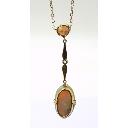 2778 - AN OPAL AND WHITE SAPPHIRE NECKLACEmounted in 9ct gold and set with an oval cabochon opal of approx ... 