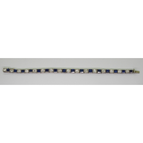 2791 - A SAPPHIRE & DIAMOND LINE BRACELETgently tapering in size from 4.3mm x 4.7mm x 3.1mm to 3.4mm x ... 