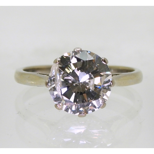 2800 - A SUBSTANTIAL DIAMOND RINGset with an estimated approx 2.60ct brilliant cut diamond, set into an 18c... 