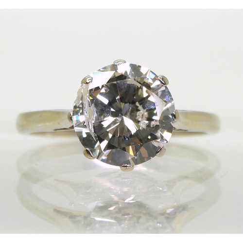 2800 - A SUBSTANTIAL DIAMOND RINGset with an estimated approx 2.60ct brilliant cut diamond, set into an 18c... 