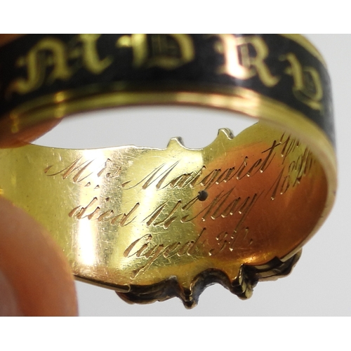 2815 - TWO ANTIQUE JEWELSan 18ct gold mourning ring, with nice clear hallmarks for 1825, with a black ename... 