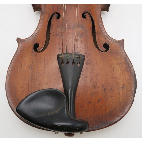 2642B - MATHEW HARDY & SON A Scottish one piece back violin 35cm bearing label to the interior MADE BY M... 