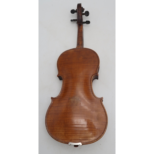 2642B - MATHEW HARDY & SON A Scottish one piece back violin 35cm bearing label to the interior MADE BY M... 