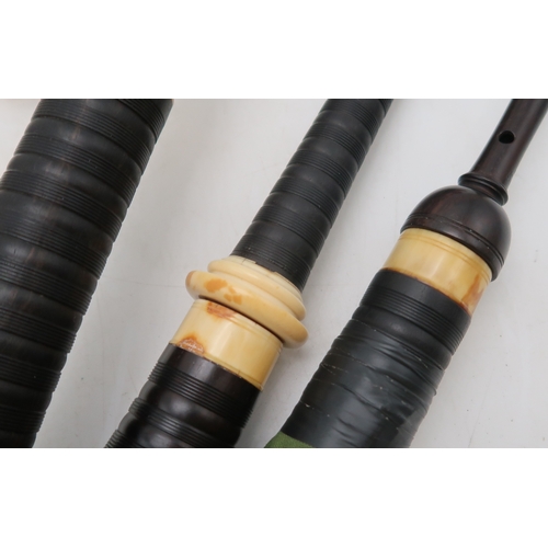 2642F - MACDOUGALL HIGHLAND BAGPIPESA set of full Scottish Highland bagpipes, ebonised with ivory mounts and... 