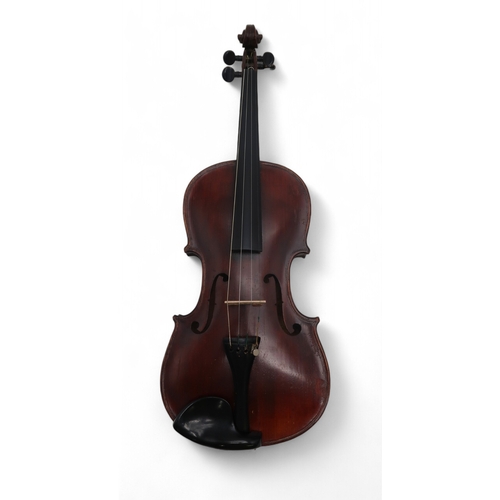 2642G - A TWO PIECE BACK VIOLIN 36 cm, together with a fitted wooden case