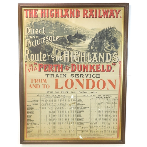 2654 - RAILWAYANA - AN EDWARDIAN HIGHLAND RAILWAY POSTERAdvertising the Direct and Picturesque Route to the... 