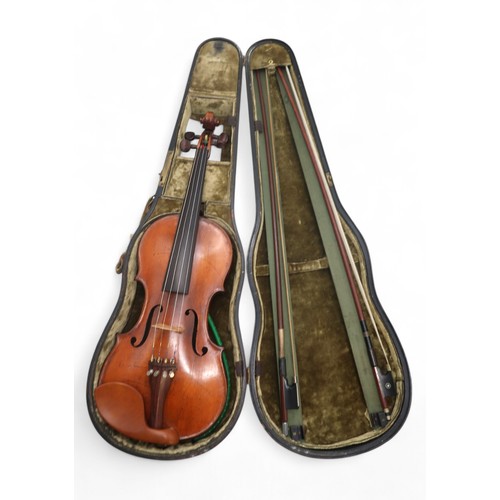 2642A - ITALY, CREMONA A Continental One Piece Back Violin 35.5 cm Bearing Label To The Interior Nicolaus Am... 