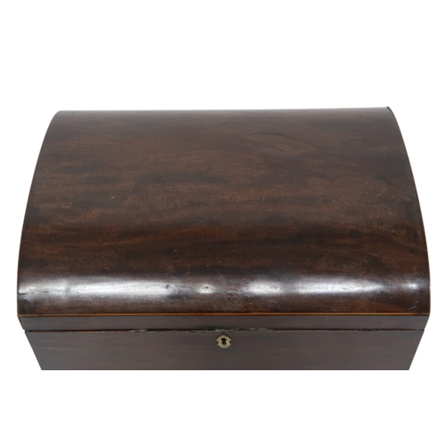 2060 - A 19TH CENTURY MAHOGANY DOME TOP CELLARETTE with domed hinged lid concealing internal dividers ... 