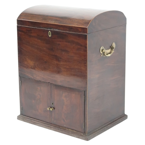 2060 - A 19TH CENTURY MAHOGANY DOME TOP CELLARETTE with domed hinged lid concealing internal dividers ... 