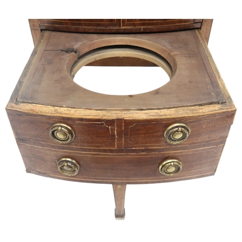 2062 - A SCOTTISH GEORGIAN MAHOGANY BOWFRONT BEDSIDE COMMODE with pair of cabinet doors over slide out... 