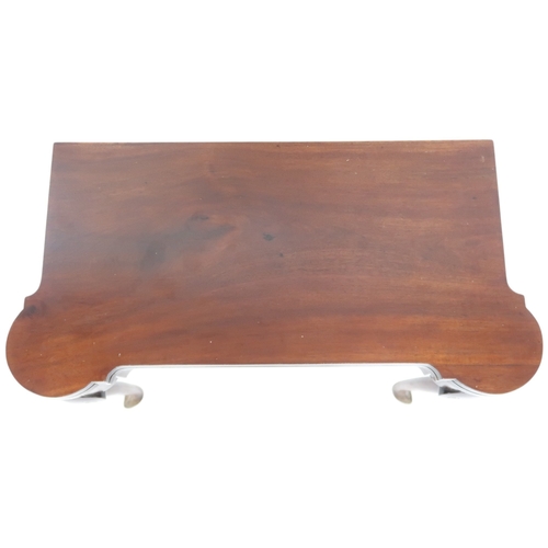 2063 - A GEORGE II WALNUT FOLDOVER CARD TABLE with shaped fold-over top concealing baize play surface ... 