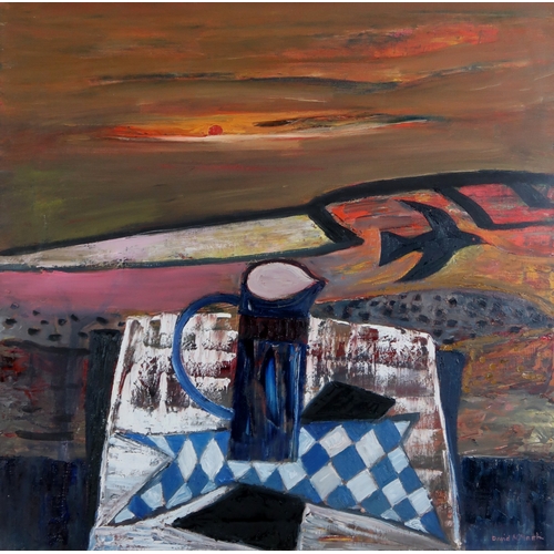 3028 - † DAVID MARTIN RSW RGI SSA (SCOTTISH 1922-2018)RISING BIRD AND SUNSET (2000)Oil on canvas, signed lo... 