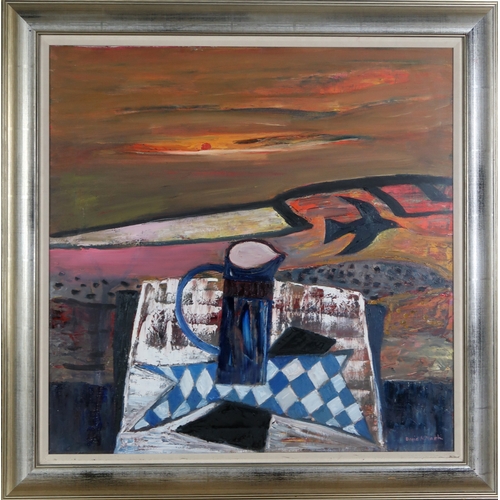 3028 - † DAVID MARTIN RSW RGI SSA (SCOTTISH 1922-2018)RISING BIRD AND SUNSET (2000)Oil on canvas, signed lo... 