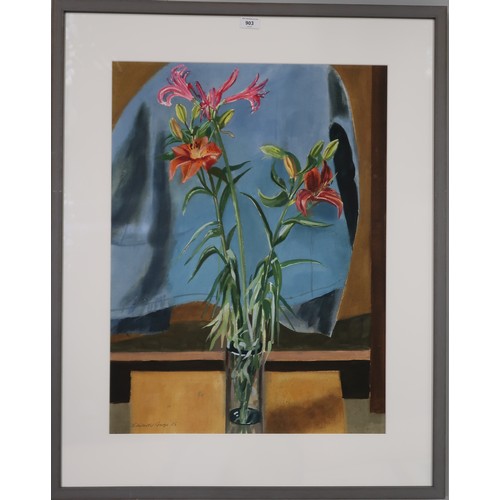 945 - EDWARD GAGE (SCOTTISH 1925-2000) LILIES Watercolour, signed lower left, dated (19)82, 74 x 54cm... 