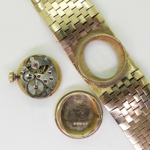 2894 - A 9CT BUECHE GIRODladies watch with retro integral bark textured strap, hallmarked London 1972, gold... 