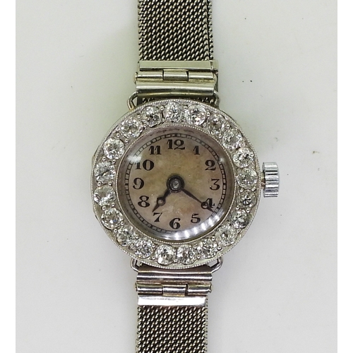 2896 - A VERTEX COCKTAIL WATCHwith a diamond bezel, set with estimated approx 0.70cts of old cut diamonds. ... 